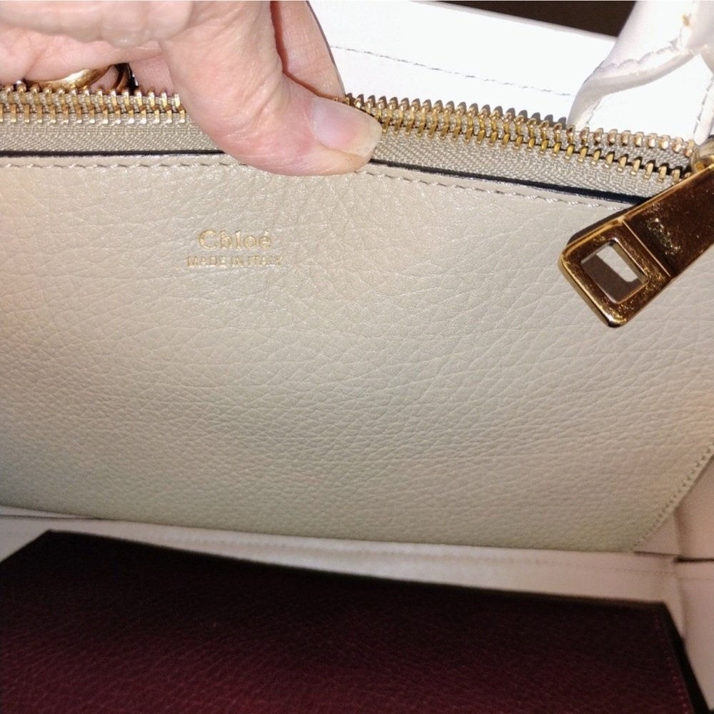 CHLOE  Grained Leather Charlotte Tote Bag - Picture 8 of 12